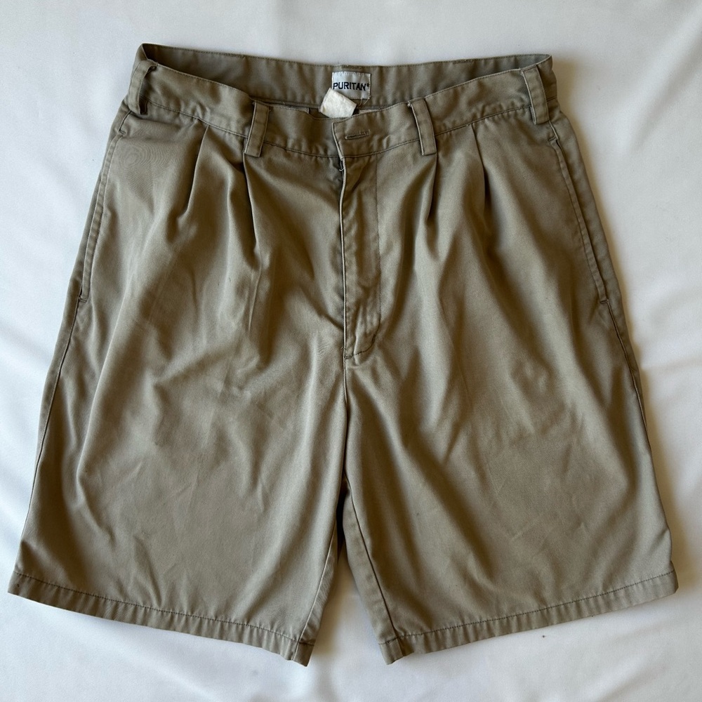 Puritan Men's Khaki Pleat Front Shorts